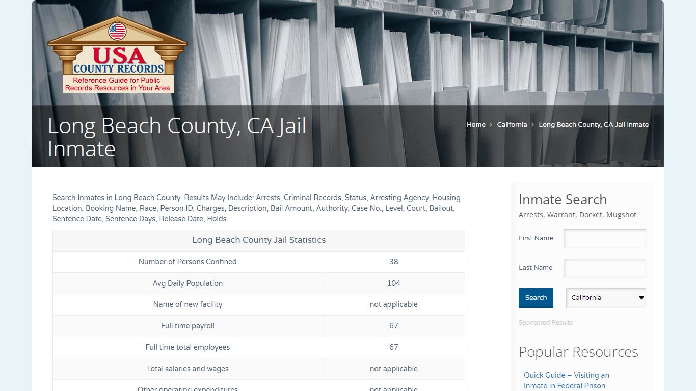 Long Beach County, CA Jail Inmate | Name Search