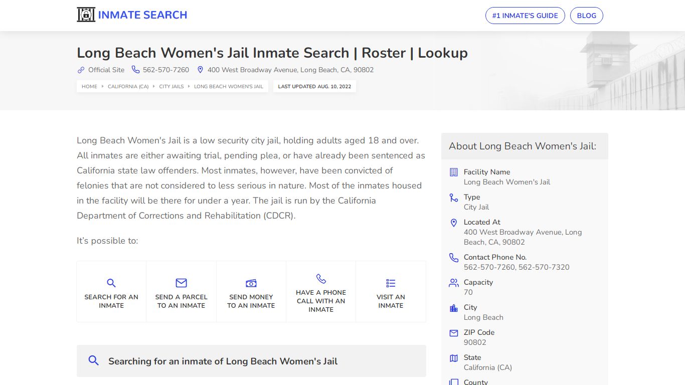 Long Beach Women's Jail Inmate Search | Roster | Lookup